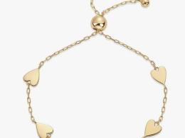 14K Gold Plated Matching Heart Charms Solitaire Bracelet Set for Women | Adjustable Love Friendship Two Bracelet Pack